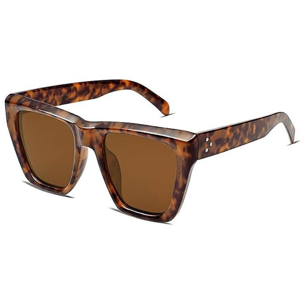 Fashion Oversized Square Polarized Sunglasses , Dark Tortoise